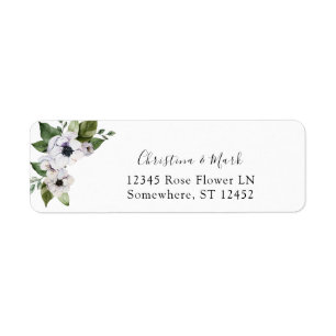 Adres Anemone White Floral Return Etiket