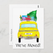 Adres bekendmaking gele kerstcadeautjes briefkaart (Voorkant / Achterkant)