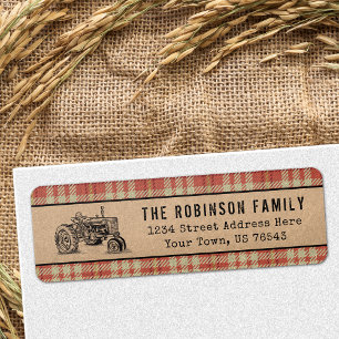 Adres boerderij Tractor Country Red Play Kraft Etiket