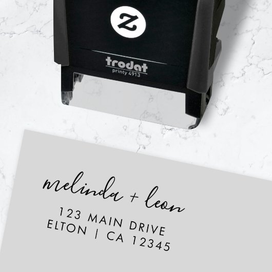 Adres bruiloft | Elegant minimalistisch script Zelfinktende Stempel