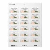 Adres Elegant Peach Roos Wedding Etiket (Full Sheet)
