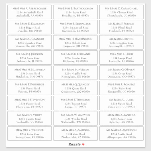 Adres Elegant Wedding Guest Sticker (Vel)