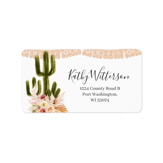 Adres Etiket Boho Cactus Taco over de liefdesschoe (Voorkant)