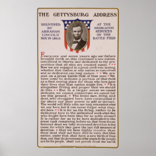 Adres Gettysburg: Abraham Lincoln 1863 Poster