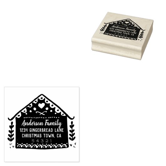 Adres Gingerbrood Rubberstempel (Gestempeld)