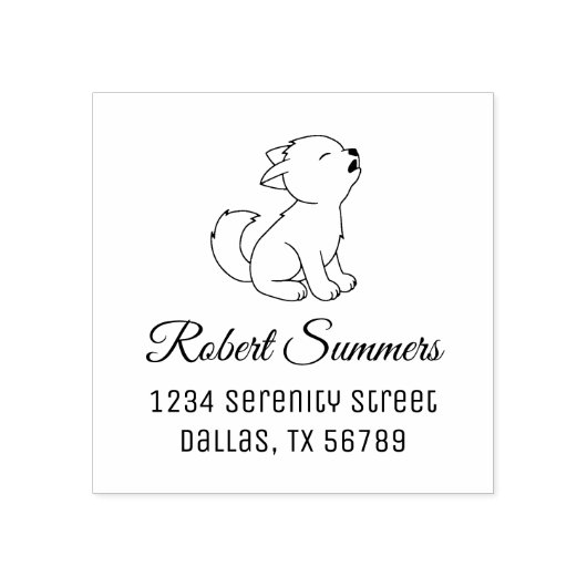 Adres Howling Wolf Pup Rubberstempel (Afrduk)