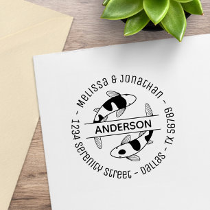Adres Japanse Koi Fish Couple Rubberstempel