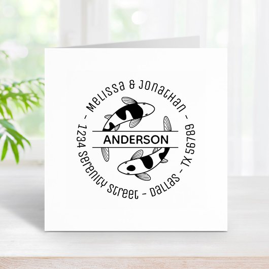Adres Japanse Koi Fish Couple Rubberstempel