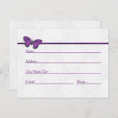Adres Kaarten Wedding Butterfly Brocade Paars (Voorkant / Achterkant)