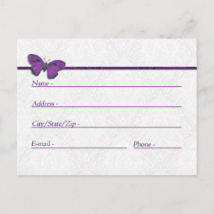 Adres Kaarten Wedding Butterfly Brocade Paars