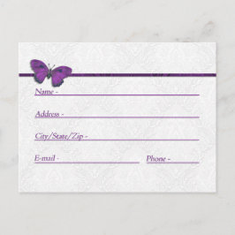 Adres Kaarten Wedding Butterfly Brocade Paars
