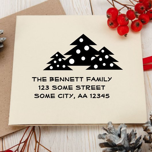 Adres kerstboomfamilie 	rubberstempel