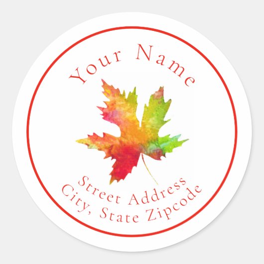 Adres label "Autumn Maple Leaf" (Voorkant)