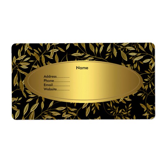 Adres Label Black Gold Floral (Voorkant)