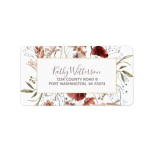 Adres Label Pastel Waterverf Autumn Wildbloemen