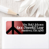 Adres Label Peace Sign, Rood, Zwart, Aanpassen (Insitu)