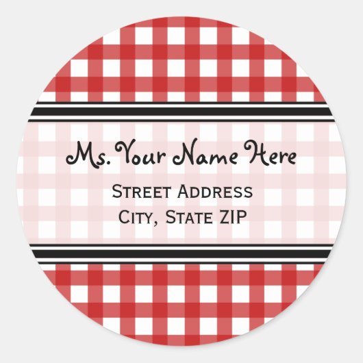 Adres Label - Red Gingham (Voorkant)