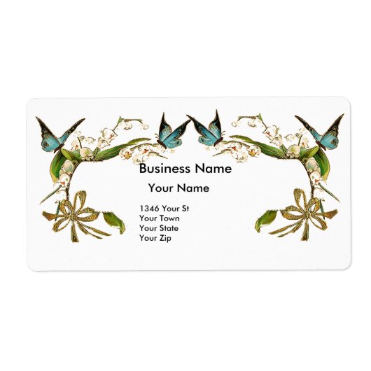 Adres Label Retro Butterfly Floral (Voorkant)