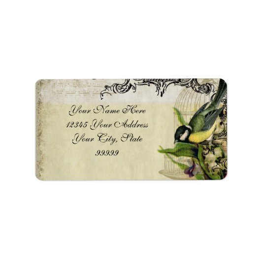 Adres Label Yellow Song Vogelkooi Floral (Voorkant)