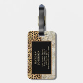 Adres Leopard Spot Marble Monogram Bagagelabel (Achterkant verticaal)