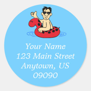 Adres mannenpool (rood) ronde sticker