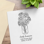 Adres Mason Jar Daisy Flowers Rubberstempel