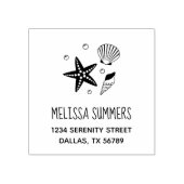 Adres Nautical Seashell Starfish Pearls Rubberstempel (Afrduk)