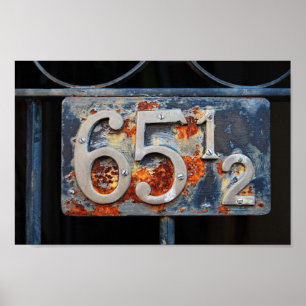 Adres Number Plaque, 65 en een half Poster