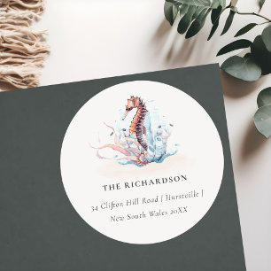 Adres onderwater zeewier Koraal Ronde Sticker