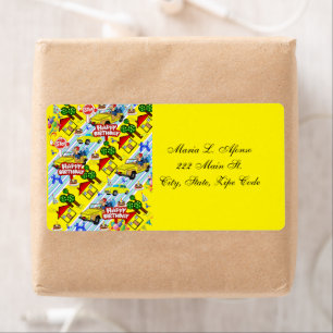 Adres Retourlabels boys Happy Birthday Etiket