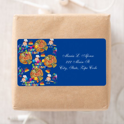Adres Retourlabels Pizza Taarten Gefeliciteerd met Etiket (Insitu)