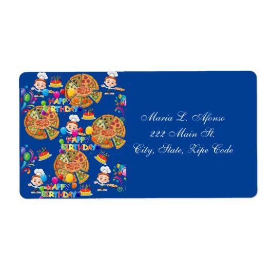 Adres Retourlabels Pizza Taarten Gefeliciteerd met Etiket (Voorkant)