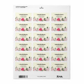 Adres Roze Witte Rozen Ballerina Bloemen Cream Etiket (Full Sheet)