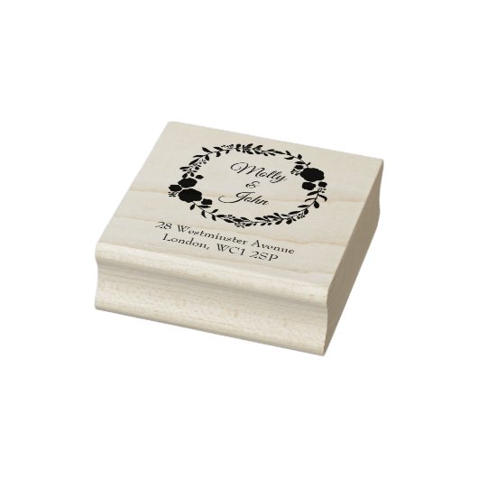 Adres Rustic Monogram Wreath Custom Wedding Rubberstempel (Stempel)