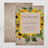 Adres Sunflower Burlap Moving Change Bedankkaart (Voorkant / Achterkant)