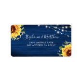 Adres Sunflower Navy Blue Wood Etiket (Voorkant)
