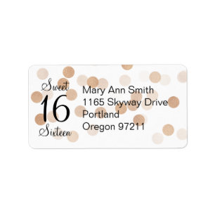 Adres Sweet 16 Faux Copper Foil Glitter Lights Etiket