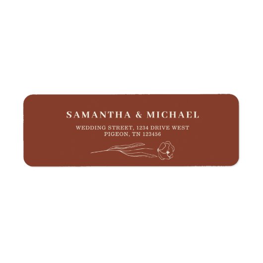 Adres Terracotta Flower Wedding Etiket (Voorkant)