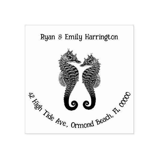 Adres twee Zeeen paarden Rubberstempel (Afrduk)