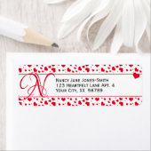 Adres Valentijn Red Hearts Random Pattern Etiket (Insitu)