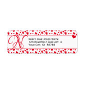 Adres Valentijn Red Hearts Random Pattern Etiket (Voorkant)