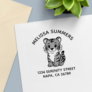 Adres van Cute Tiger Cub Arch Zelfinktende Stempel