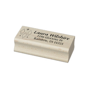Adres van de Mid Century Modern Diamonds Starburst Rubberstempel