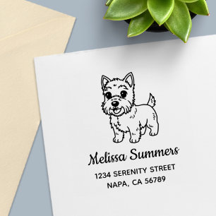 Adres van een schattige West Highland Terrier-hond Zelfinktende Stempel
