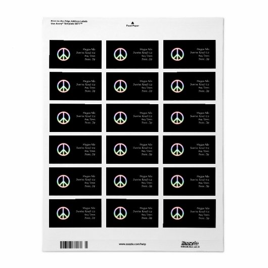 Adres van het vredessymbool bevestigen bevestigen etiket (Full Sheet)