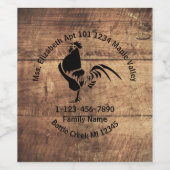 Adres van Rooster Silhouette Wijn Etiket (Enkel label)