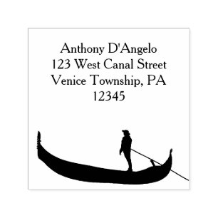 Adres van Venice Gondola Silhouette Zelfinktende Stempel