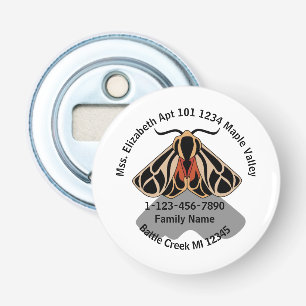 Adres van verloren Tiger Moth Family Button Flesopener