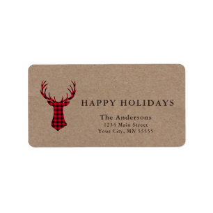 Adres voor kerstterugzending Deer Kraft Pset Etiket