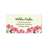 Adres Waterverf Roze Hydrangea Lacecaps Etiket (Voorkant)